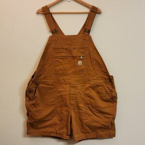 Carhartt Rugged Flex Relaxed Fit Canvas Brown Overall Shortall 2XL Hard Work